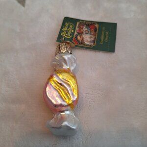 Old World Christmas 2020‎ Salt Water Taffy Pink & Yellow Single Ornament #32464